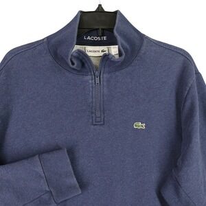 Lacoste Quarter Zip French Terry Sweatshirt Mens 4XL Blue Croc Logo Pullover